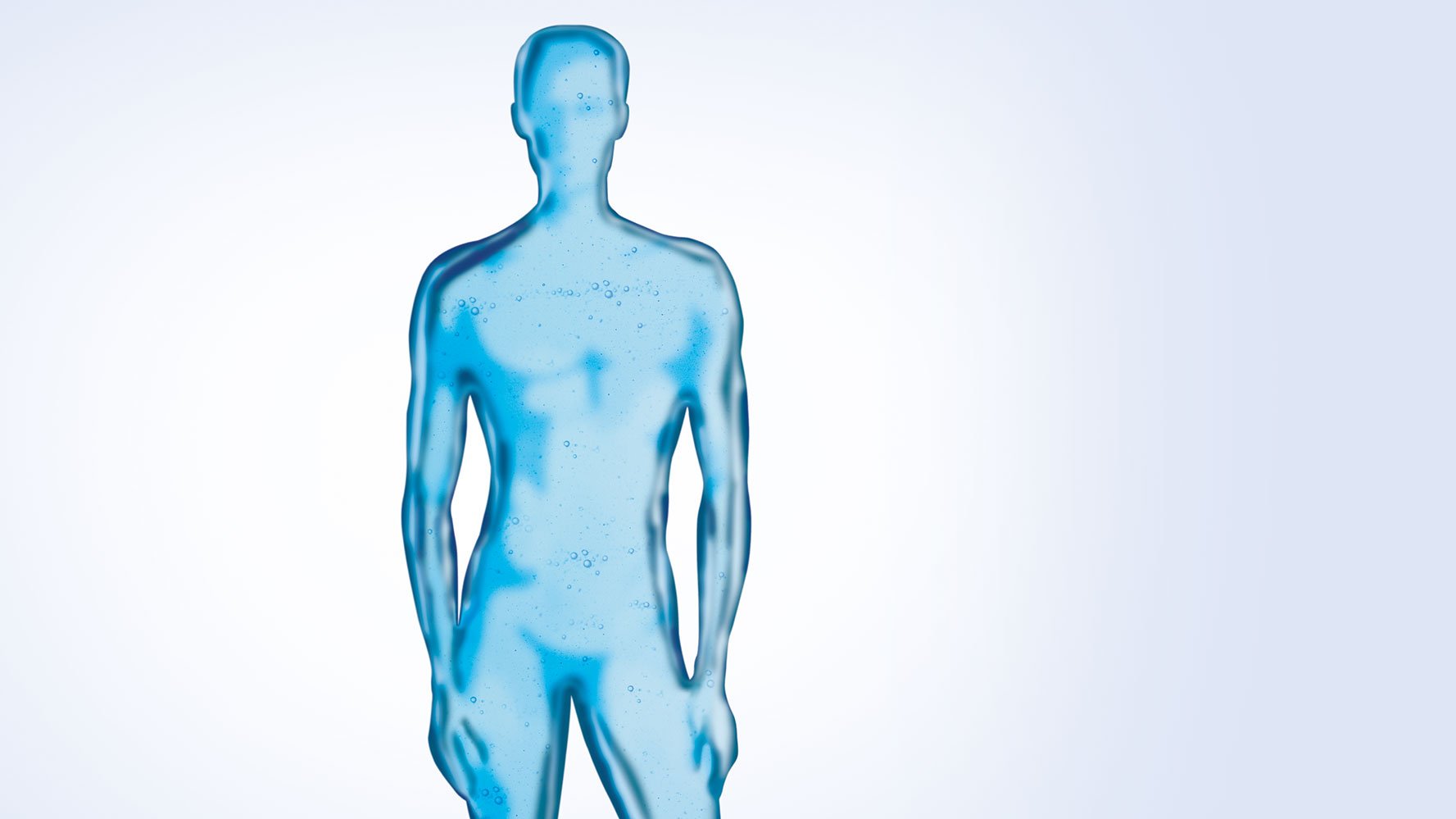 Silhueta de um homem azul transparente